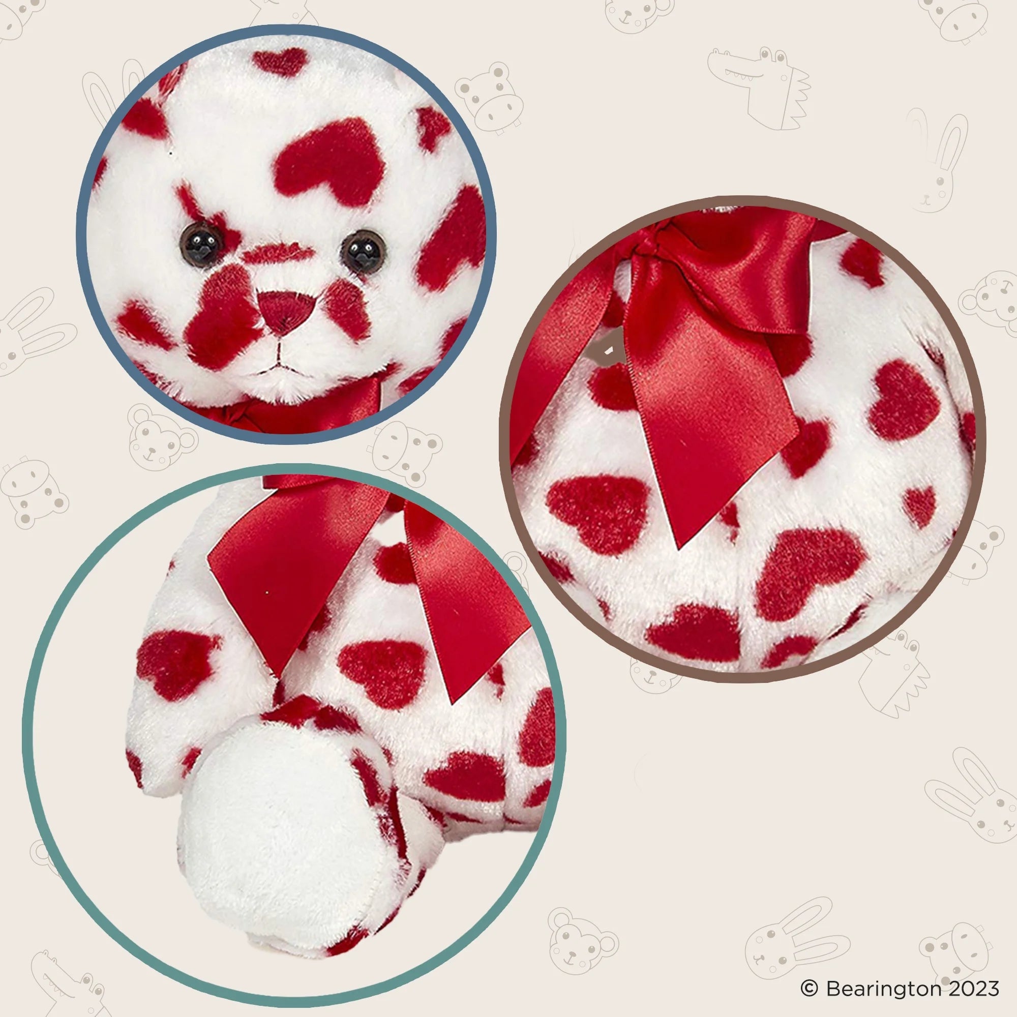 Lil' Cutie White Valentines Plush Stuffed Animal Teddy Bear with Hearts, 14 Inches Child