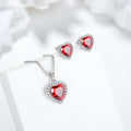 Red Heart Women Jewelry Sets Garnet January Birthstone Jewelry Set Necklace Earrings 925 Sterling Silver Pendant Mother Birthday Christmas Valentines Gifts Idea