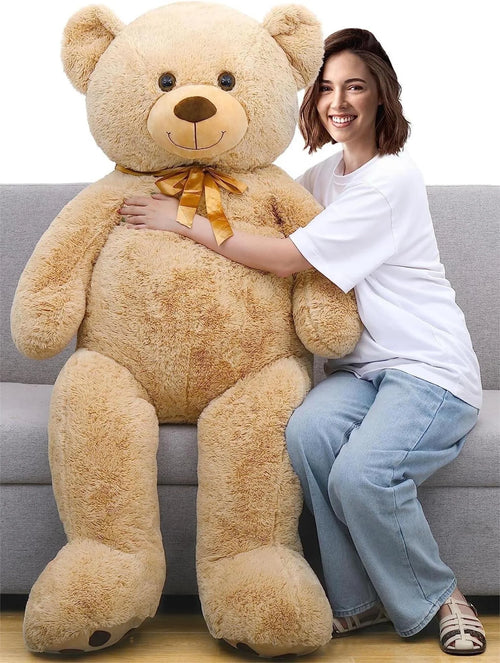 5Ft Giant Teddy Bear Stuffed Animals Life Size Large Plush Brown Teddy Bear with Footprints