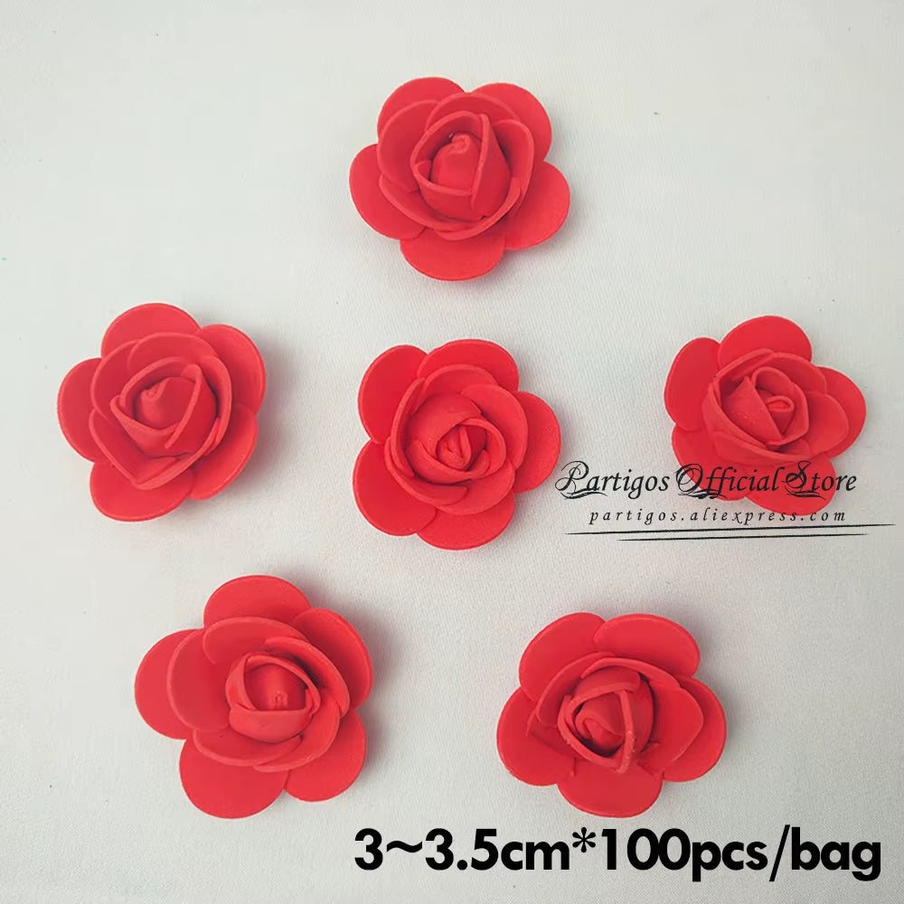 DIY Valentines Day Gifts Red Rose Bear Artificial Foam Roses Flower Wedding Engagement Decoration Little Bear Mold Bear Teddy