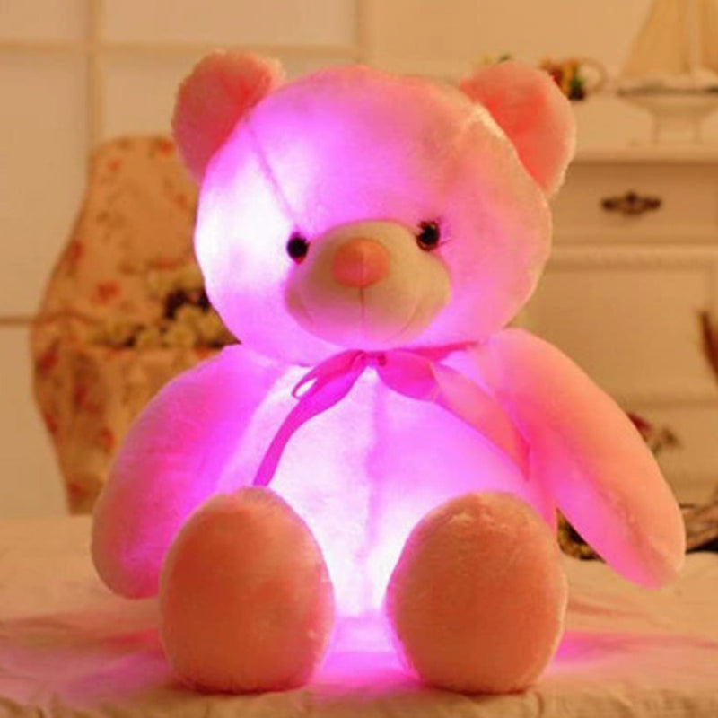 Creative Light up LED Teddy Bear Stuffed Animals Plush Toy Colorful Glowing Christmas Gift for Kids Pillow