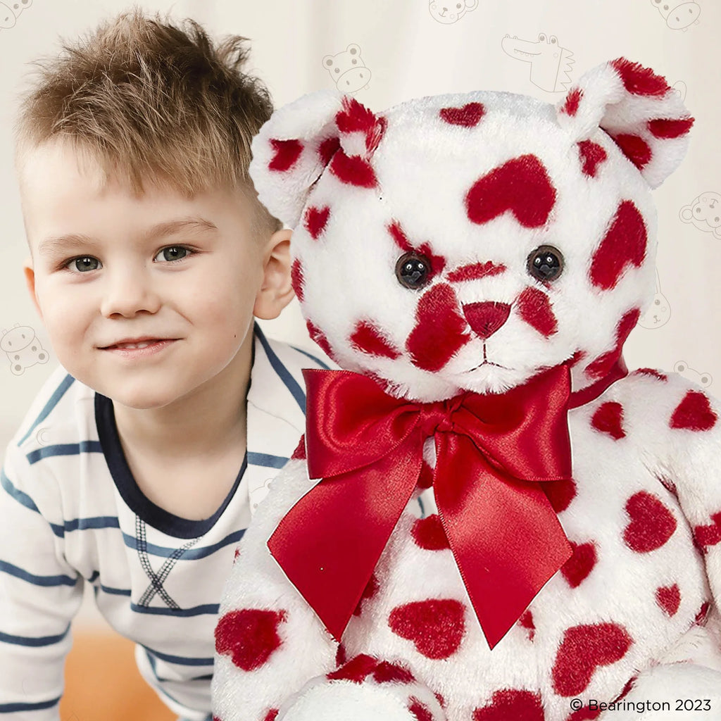 Lil' Cutie White Valentines Plush Stuffed Animal Teddy Bear with Hearts, 14 Inches Child