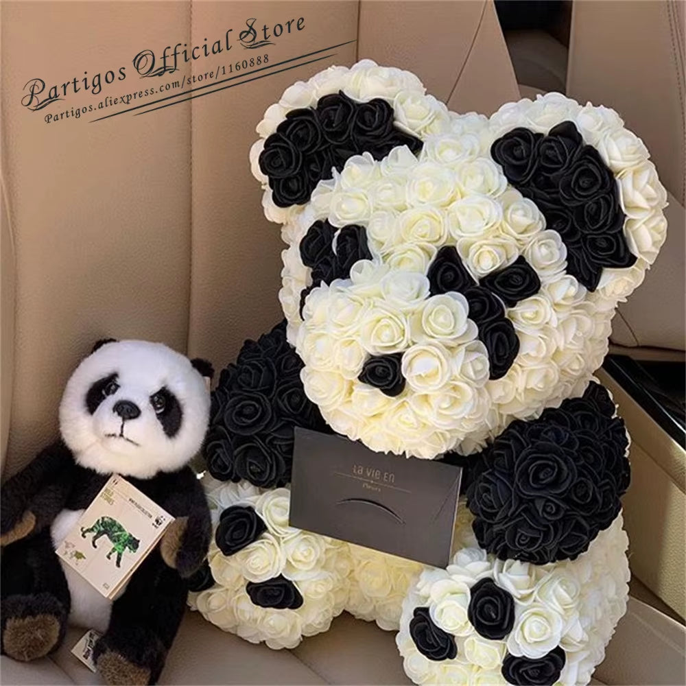 DIY Valentines Day Gifts Red Rose Bear Artificial Foam Roses Flower Wedding Engagement Decoration Little Bear Mold Bear Teddy