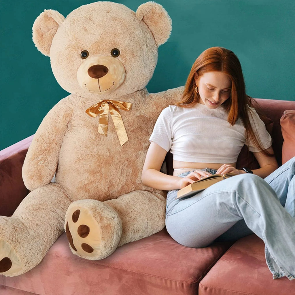 5Ft Giant Teddy Bear Stuffed Animals Life Size Large Plush Brown Teddy Bear with Footprints
