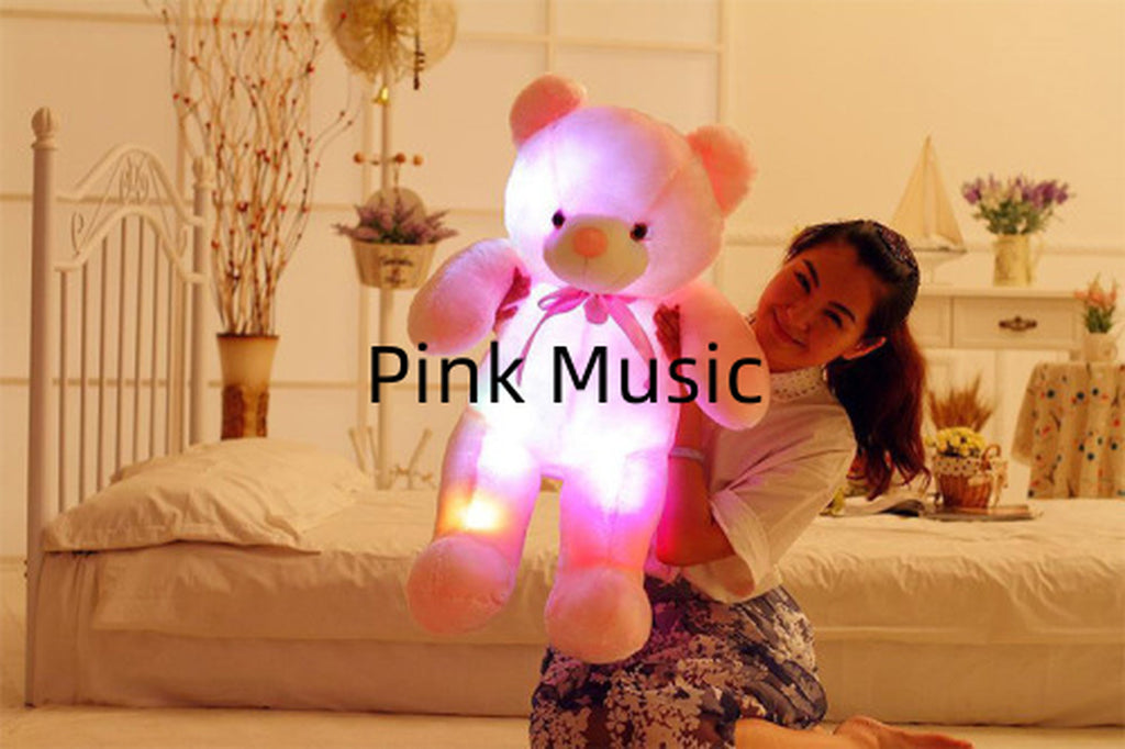 Creative Light up LED Teddy Bear Stuffed Animals Plush Toy Colorful Glowing Christmas Gift for Kids Pillow