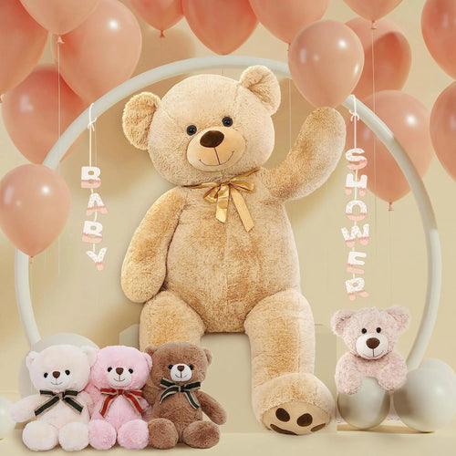 5Ft Giant Teddy Bear Stuffed Animals Life Size Large Plush Brown Teddy Bear with Footprints